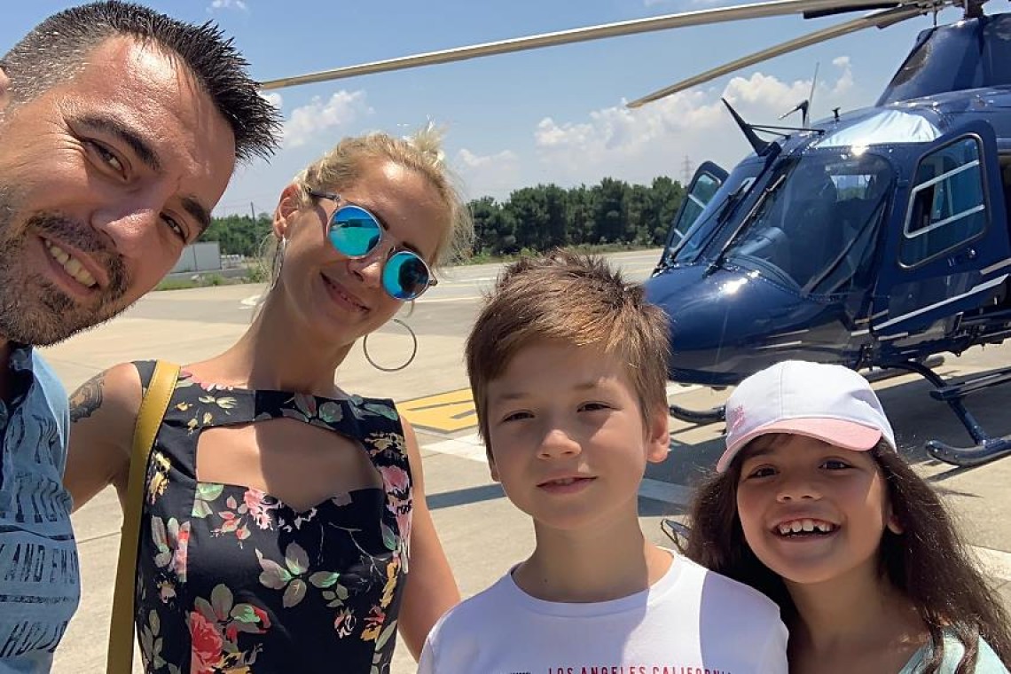 Red sightseeing helicopter