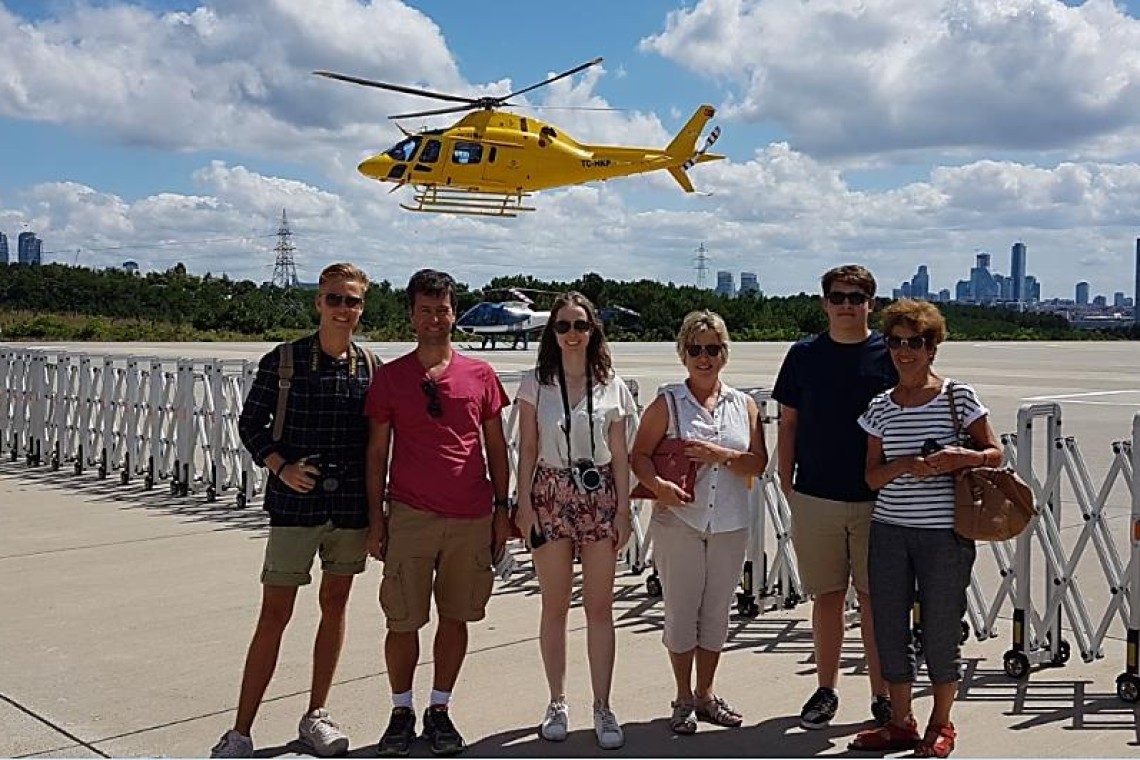 Red sightseeing helicopter